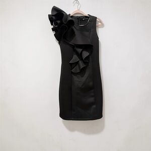 New York & Company Elegant Black One Shoulder Dress